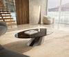 Oval Coffee Table Aurora 140x80cm Ceramic Emperador Extra Lucidato Parabi Frame Stainless Steel Silver