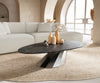Oval Coffee Table Aurora 140x75cm Ceramic Noir Desir Brown Parabi Frame Stainless Steel Silver