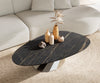 Oval Coffee Table Aurora 140x75cm Ceramic Noir Desir Brown Parabi Frame Stainless Steel Silver