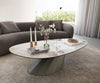 Oval Coffee Table Aurora 140x75cm Ceramic Minas Melange Beige Parabi Frame Metal Titanium