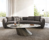 Oval Coffee Table Aurora 140x75cm Ceramic Minas Melange Beige Parabi Frame Metal Titanium