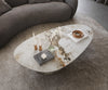 Oval Coffee Table Aurora 140x75cm Ceramic Minas Melange Beige Parabi Frame Metal Titanium