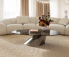 Oval Coffee Table Aurora 140x75cm Ceramic Emperador Extra Lucidato Parabi Frame Stainless Steel Silver