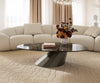 Oval Coffee Table Aurora 140x75cm Ceramic Emperador Extra Lucidato Parabi Frame Metal Titanium