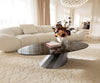 Oval Coffee Table Aurora 140x75cm Ceramic Emperador Extra Lucidato Parabi Frame Metal Silver
