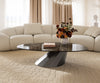 Oval Coffee Table Aurora 140x75cm Ceramic Emperador Extra Lucidato Parabi Frame Metal Silver