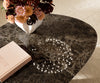 Oval Coffee Table Aurora 140x75cm Ceramic Emperador Extra Lucidato Parabi Frame Metal Silver