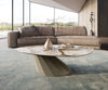 Coffee Table Aurora 140x76cm Ceramic Minas Melange Beige Parabi Frame Metal Titanium