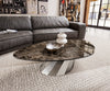 Coffee Table Aurora 140x76cm Ceramic Emperador Extra Lucidato Parabi Frame Stainless Steel Silver