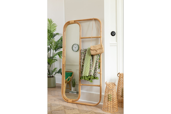 Wall Mirror Ladder 152cm Rattan Natural