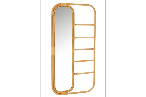 Wall Mirror Ladder 152cm Rattan Natural