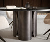 Round Dining Table Adenza 140x140cm Marble Black Metal Frame Graphite