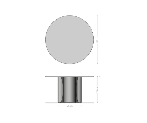 Round Dining Table Adenza 140x140cm Marble Black Metal Frame Graphite