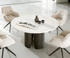 Round Dining Table Adenza 140x140cm Marble White Metal Frame Graphite