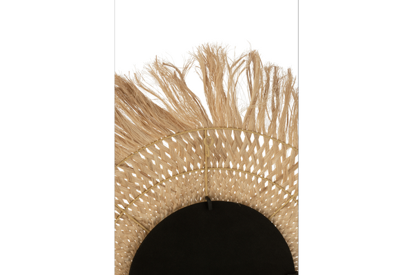 Round Wall Mirror Banana Leaf 90cm Natural