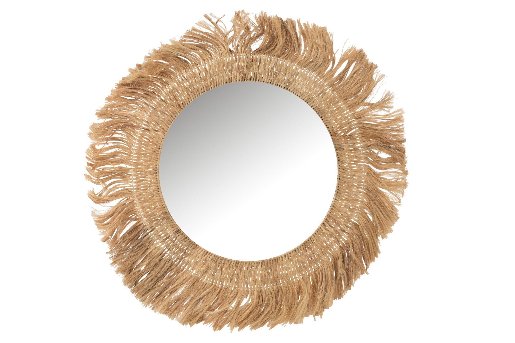 Round Wall Mirror Banana Leaf 120cm Natural