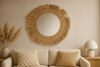 Round Wall Mirror Banana Leaf 120cm Natural