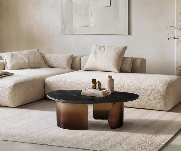 Coffee Table Marvello 100x50cm Marble Black Metal Frame Gold