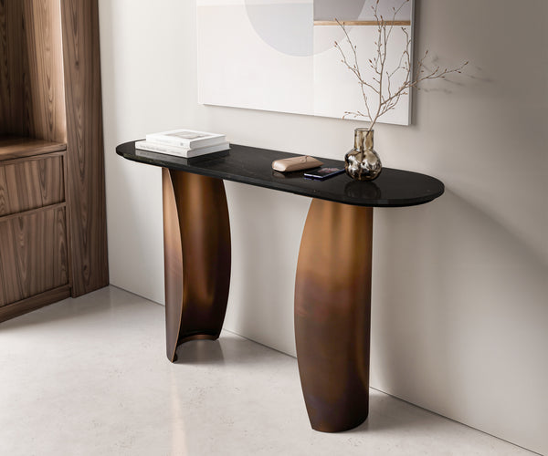 Console Table Solena 135x40cm Marble Black Metal Gold