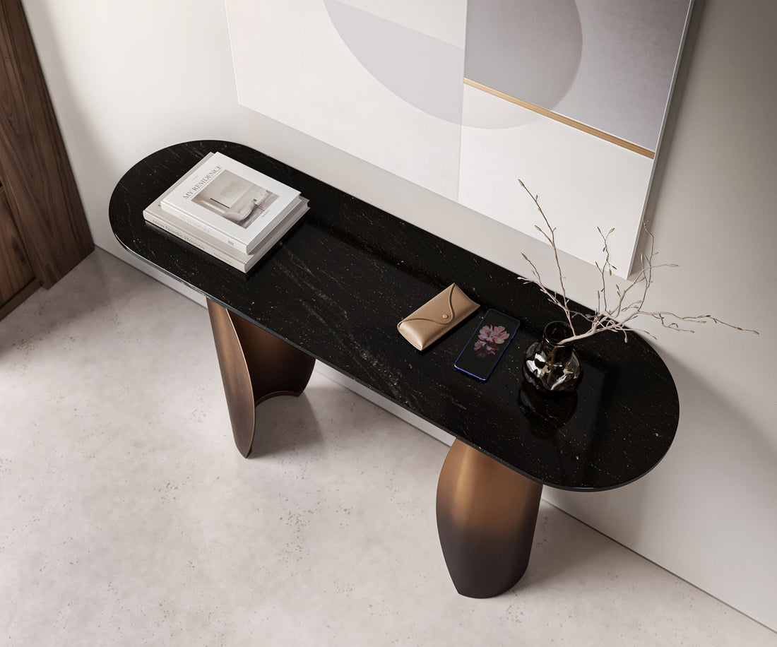 Console Table Solena 135x40cm Marble Black Metal Gold