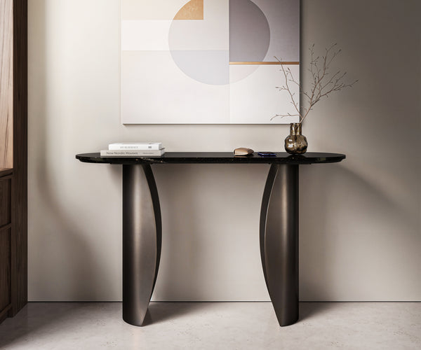 Console Table Solena 135x40cm Marble Black Metal Black