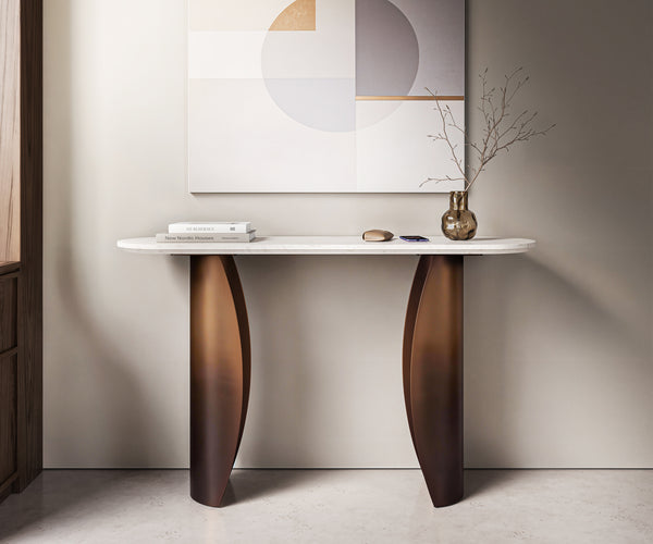 Console Table Solena 135x40cm Marble White Metal Gold