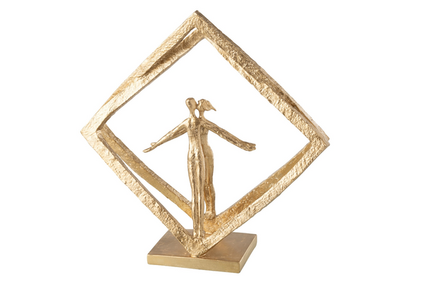 Figurine Couple In Frames Modern Resin Gold 44cm