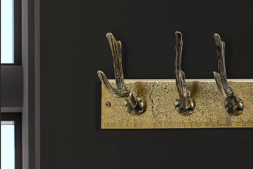 Wall Coatrack Deer 50cm Metal Brass