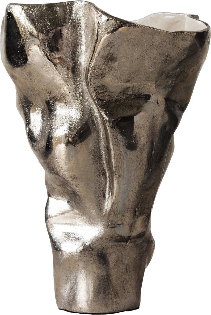 Vase Mimoro 28 x 24 x 38 cm Aluminium Platinum Opal Handmade