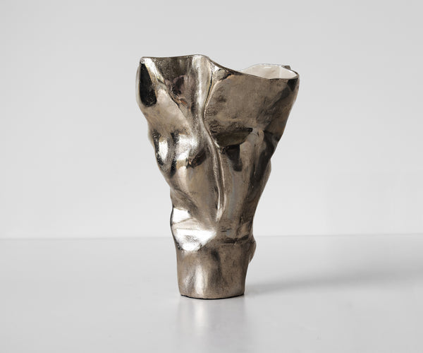 Vase Mimoro 28 x 24 x 38 cm Aluminium Platinum Opal Handmade