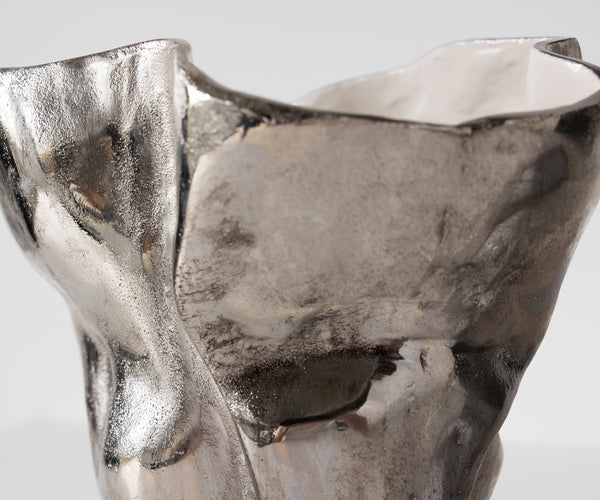 Vase Mimoro 28 x 24 x 38 cm Aluminium Platinum Opal Handmade