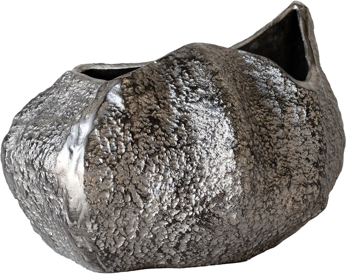 Vase Cratera 29 x 24 x 19 cm Aluminium Platinum Handmade