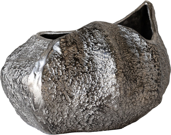 Vase Cratera 29 x 24 x 19 cm Aluminium Platinum Handmade