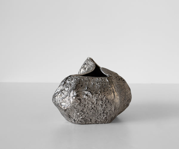 Vase Cratera 29 x 24 x 19 cm Aluminium Platinum Handmade