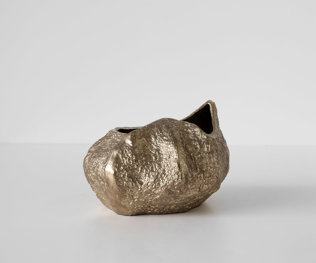 Vase Cratera 29 x 24 x 19 cm Aluminium Champagne Ivory Handmade