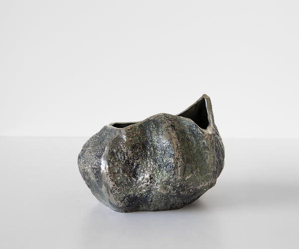 Vase Cratera 29 x 24 x 19 cm Aluminium Verde Antico Handmade