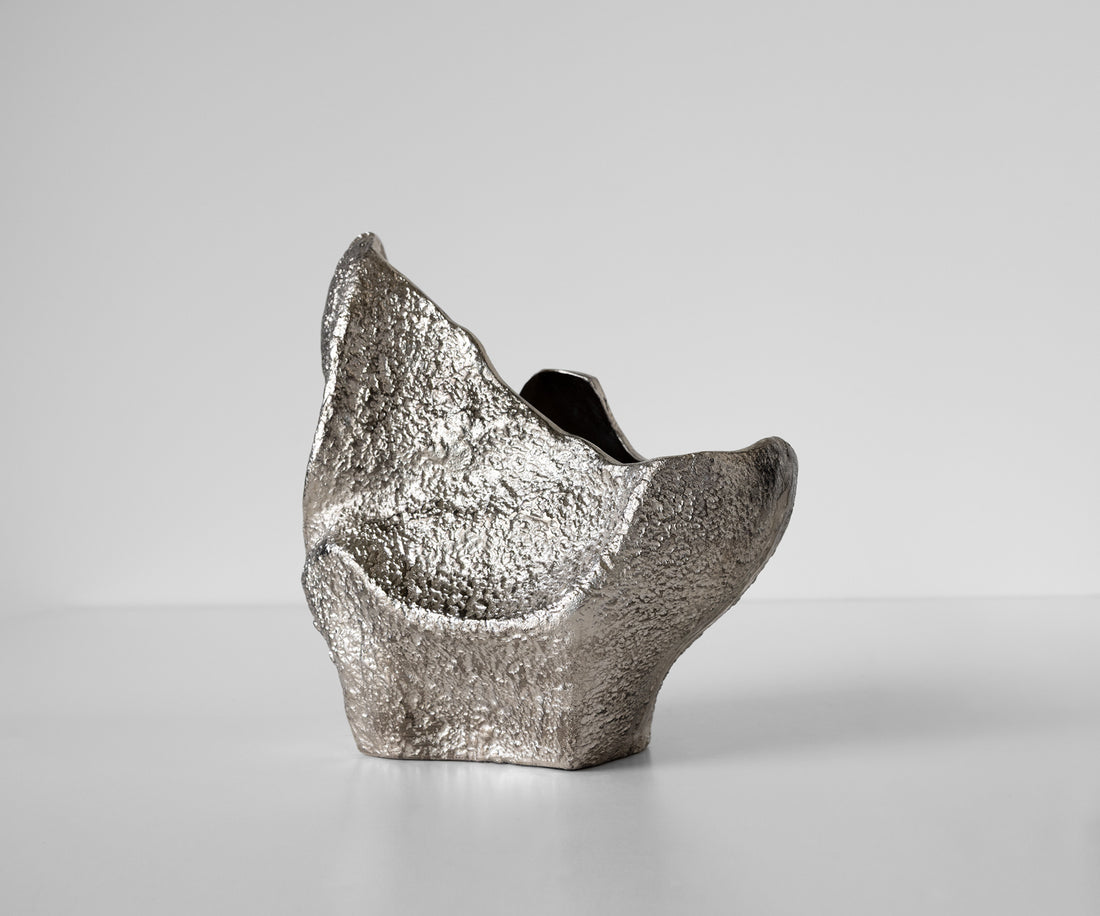 Vase Grotta 31 x 20 x 34 cm Aluminium Platinum Handmade
