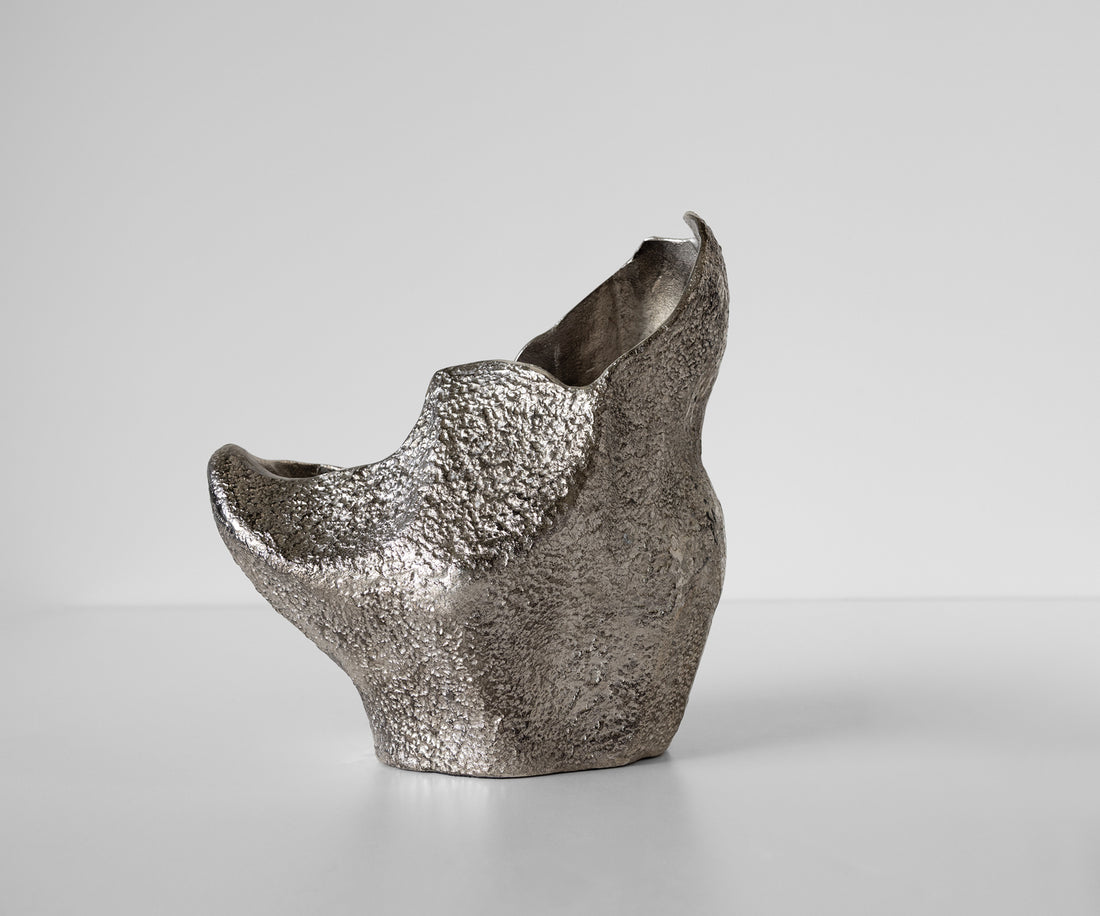 Vase Grotta 31 x 20 x 34 cm Aluminium Platinum Handmade