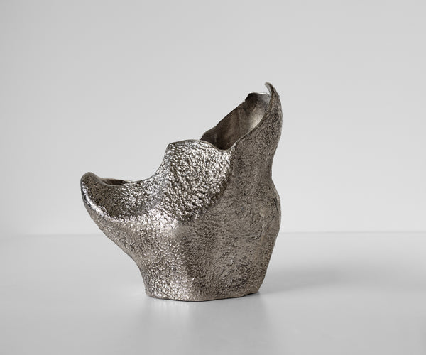Vase Grotta 31 x 20 x 34 cm Aluminium Platinum Handmade