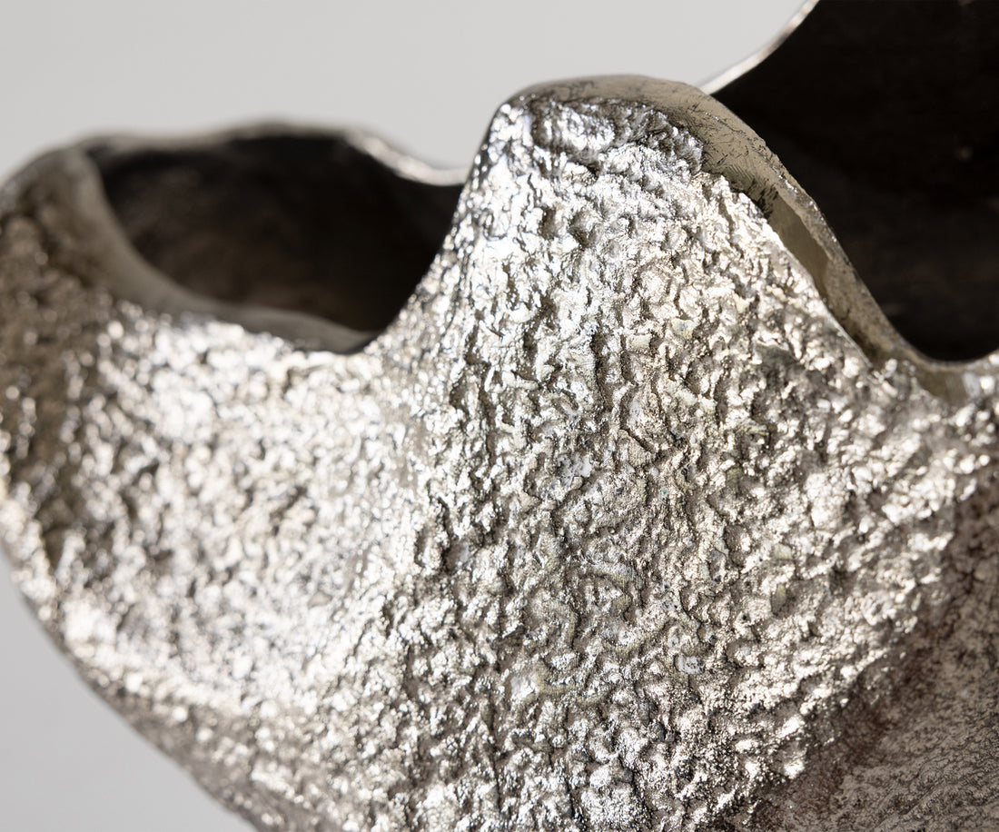 Vase Grotta 31 x 20 x 34 cm Aluminium Platinum Handmade