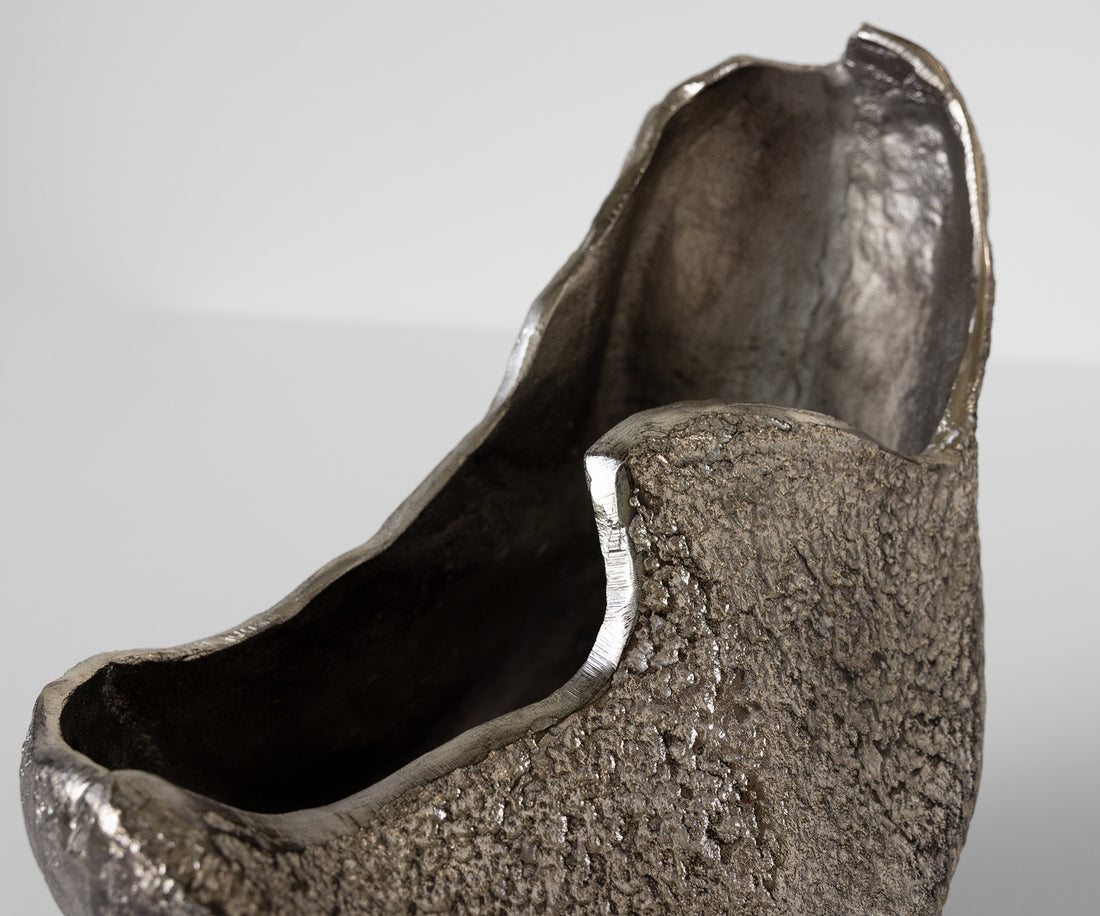 Vase Grotta 31 x 20 x 34 cm Aluminium Platinum Handmade