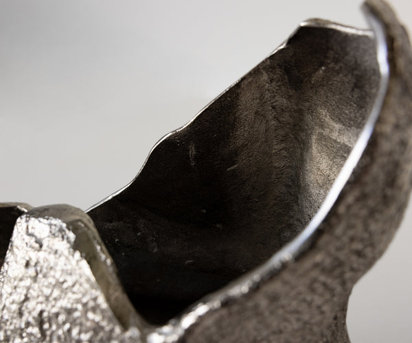 Vase Grotta 31 x 20 x 34 cm Aluminium Platinum Handmade