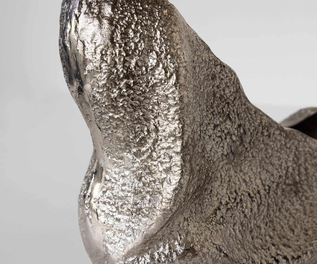 Vase Grotta 31 x 20 x 34 cm Aluminium Platinum Handmade