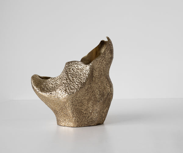 Vase Grotta 31 x 20 x 34 cm Aluminium Champagne Ivory Handmade