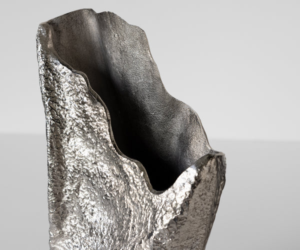 Vase Cavira 29 x 16 x 48 cm Aluminium Platinum Handmade