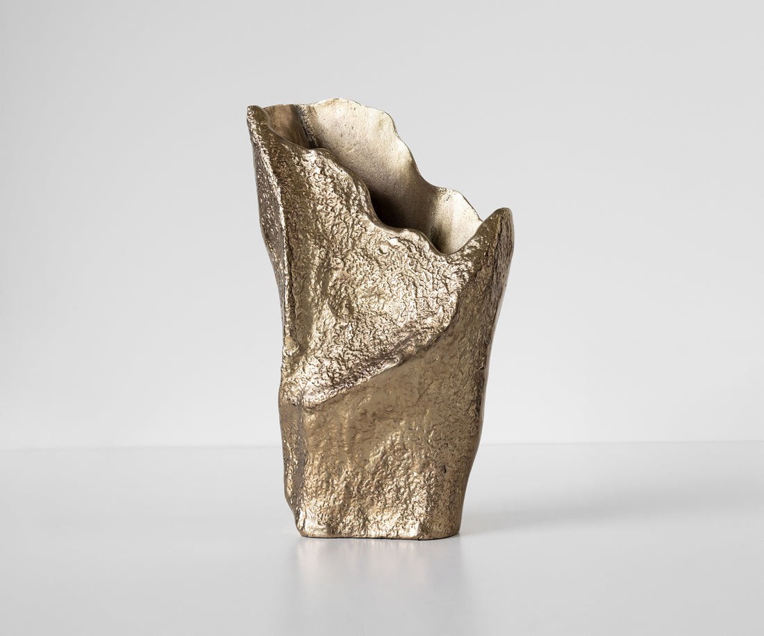 Vase Cavira 29 x 16 x 48 cm Aluminium Champagne Ivory Handmade