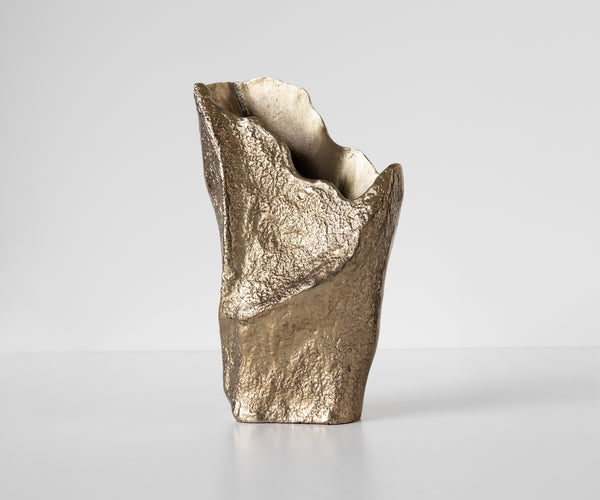 Vase Cavira 29 x 16 x 48 cm Aluminium Champagne Ivory Handmade