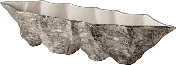 Bowl Riffa 70 x 16 x 15 cm Aluminium Platinum Opal Handmade