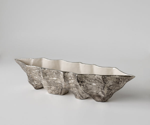 Bowl Riffa 70 x 16 x 15 cm Aluminium Platinum Opal Handmade