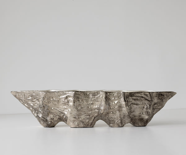 Bowl Riffa 70 x 16 x 15 cm Aluminium Platinum Opal Handmade
